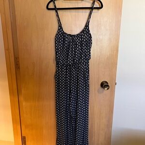 Chic Navy Blue and White Patterned Romper